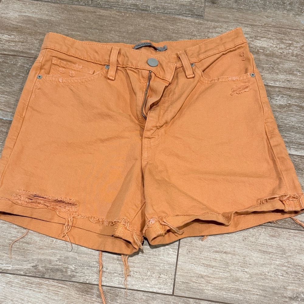 Hudson Jeans Orange Distressed Jean Shorts